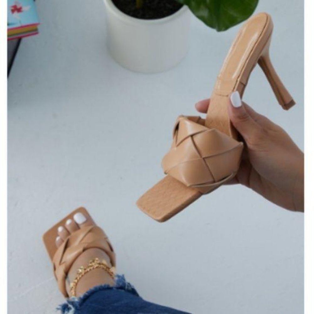 Woven Square Toe Mules – Nude - Picture 7 of 11